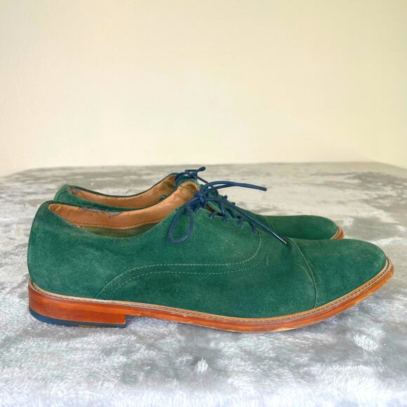 Aldo Mens Dress Shoes Sz 13 Suede Forest Green Classic Lace Up Going Out - Picture 1 of 11